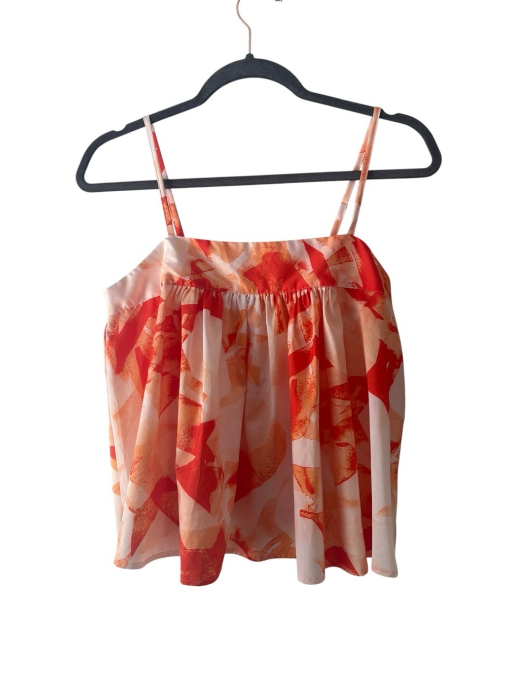 Sunday Up Women's Spaghetti Strap Orange and White Floral Top